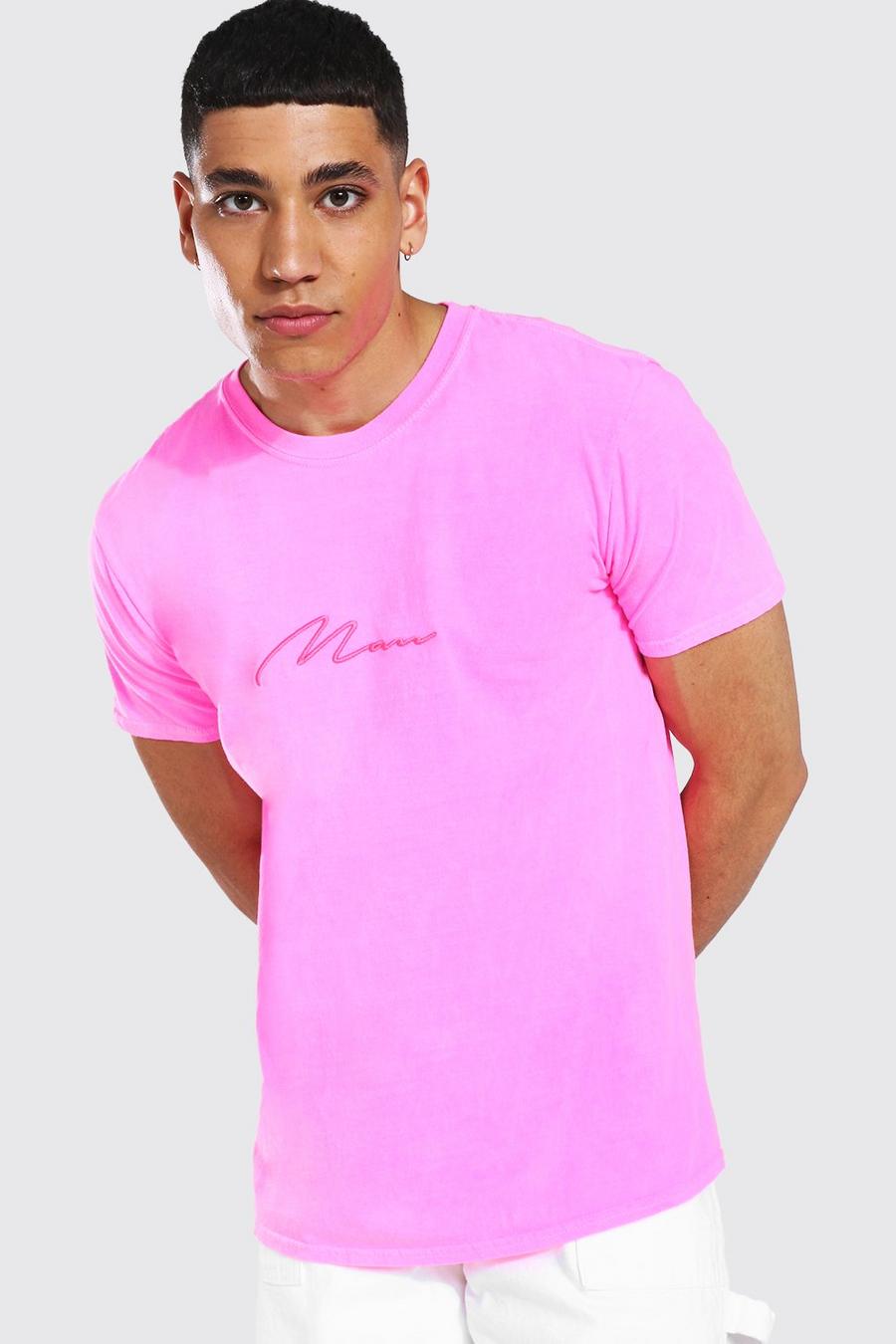 T-shirt surteint MAN Signature, Rose néon image number 1