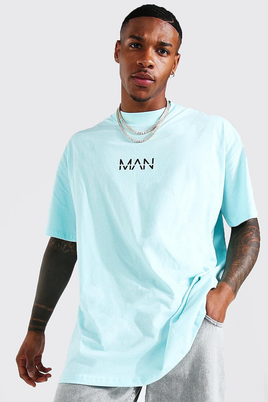 Bright blue Oversized Original Man Extended Neck T-shirt image number 1
