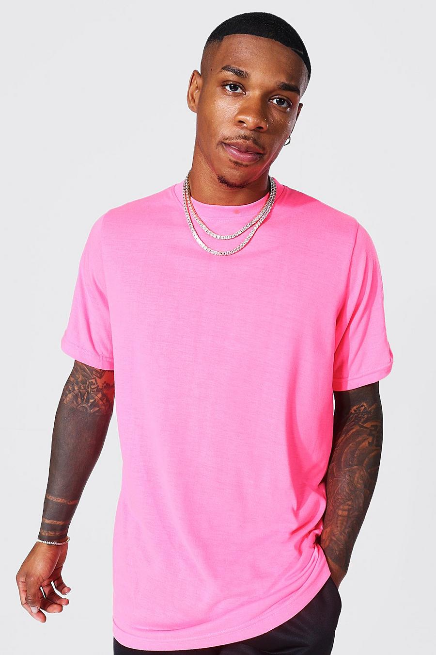 Neon-pink Basic Crew Neck T-shirt image number 1