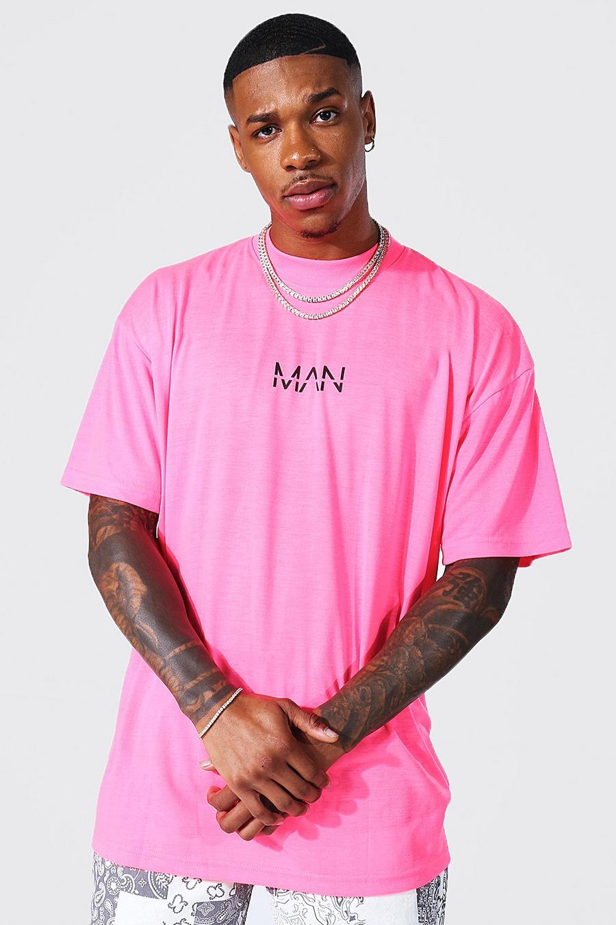 Neon-pink Oversized Original Man Extended Neck T-shirt image number 1