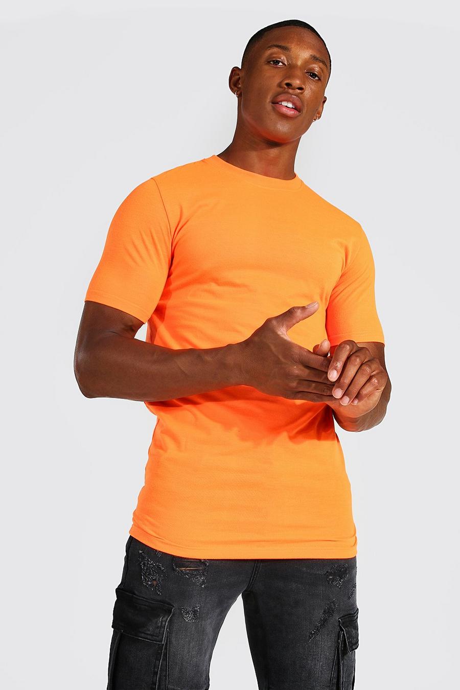 Neon-orange Muscle Fit T-Shirt Met Crewneck image number 1