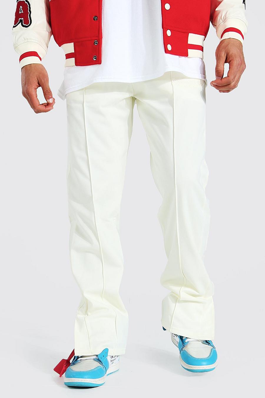 Ecru Official Man Tricot Track Pants With Split Hem image number 1