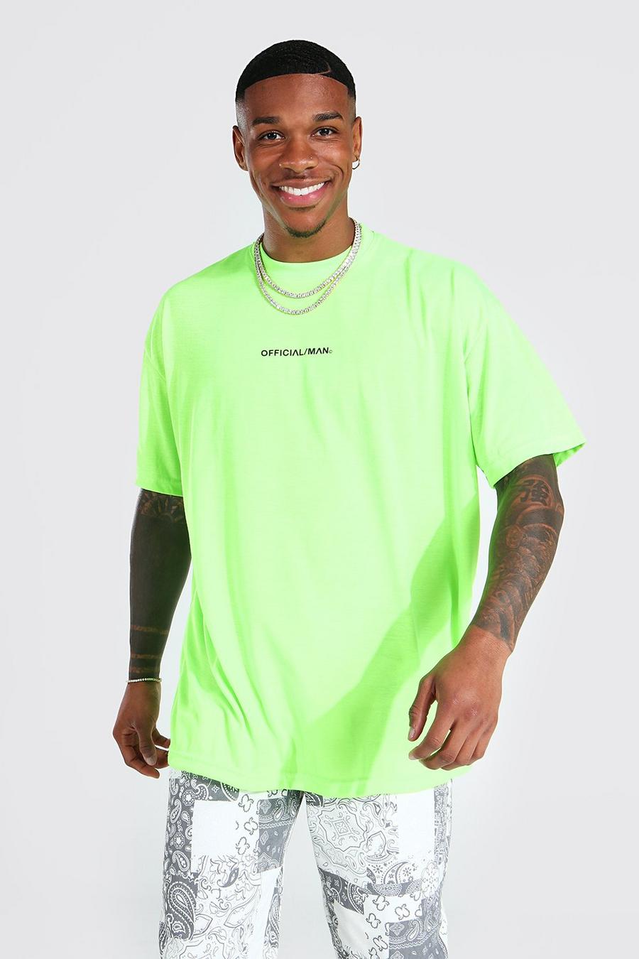 Neon-green Oversized Official Man Crew Neck T-shirt image number 1