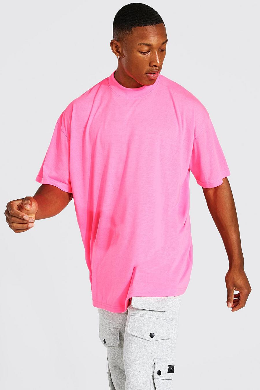 Neon-pink Oversized Extended Neck T-shirt image number 1