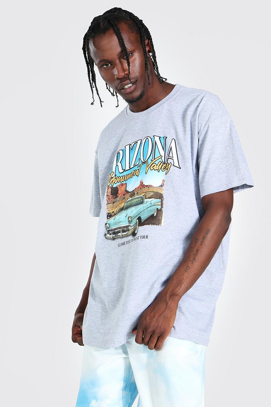 Oversize T-Shirt mit Arizona Grafik, Grey marl image number 1