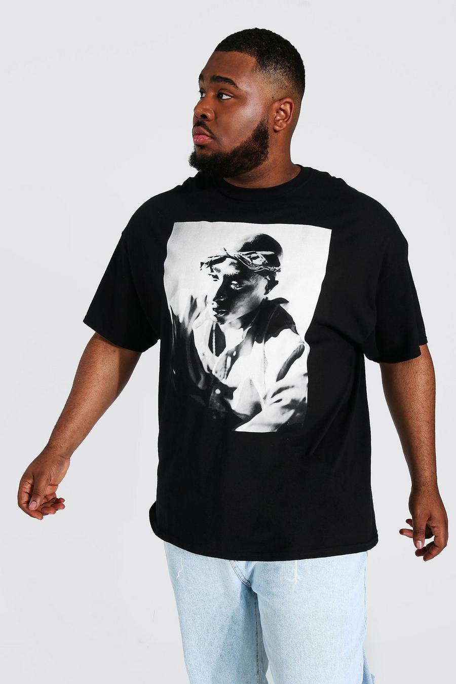 Plus Size T-Shirt mit Tupac Print, Black image number 1