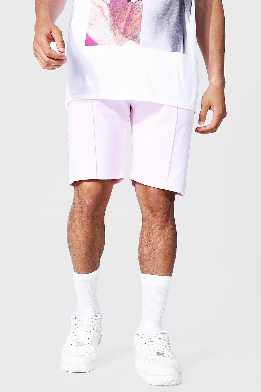 Slim Man Signature Velour Shorts mit Seitenstreifen, Pink image number 1