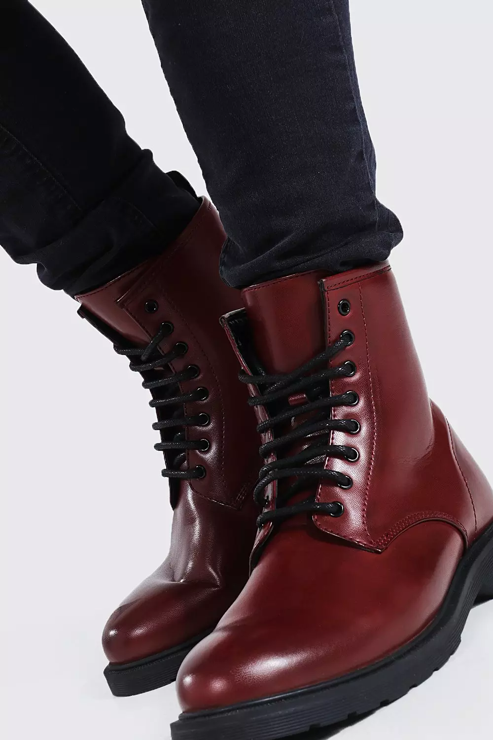 Burgundy 2024 lace boots