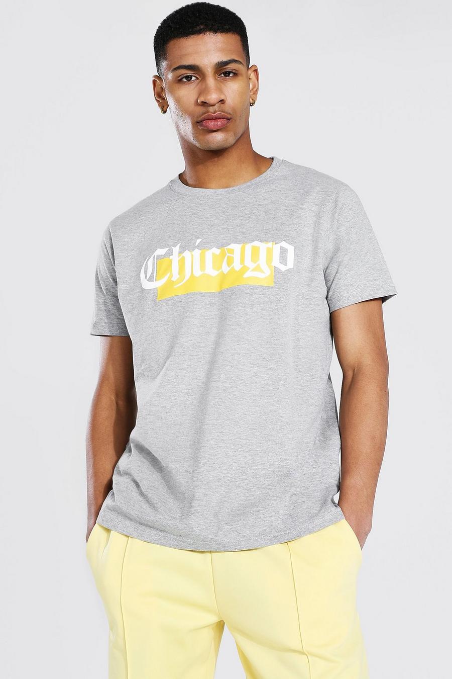 Oversize Chicago Grafik T-Shirt, Grey marl image number 1