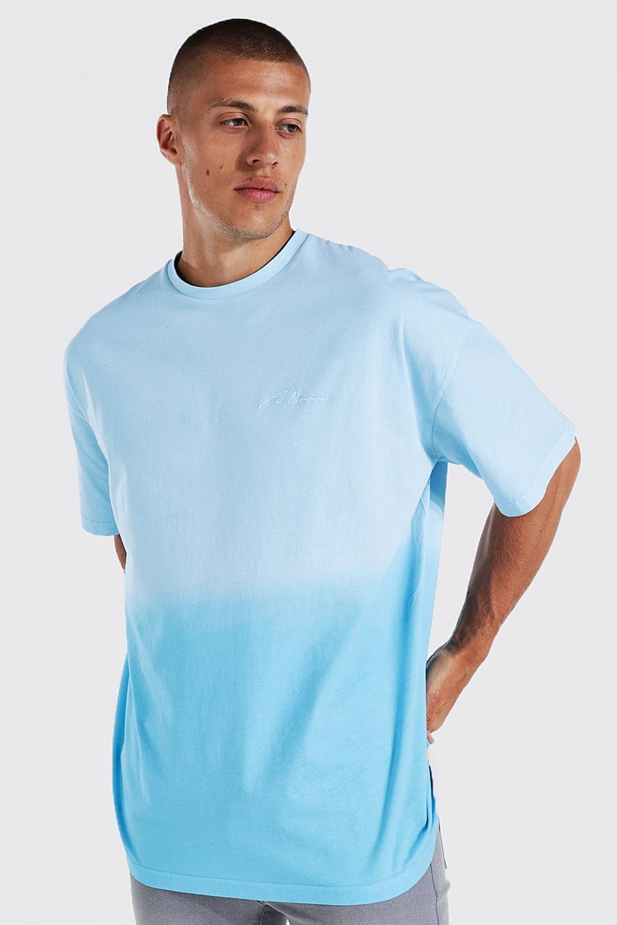 Blue Oversized Man Signature Ombre T-shirt image number 1