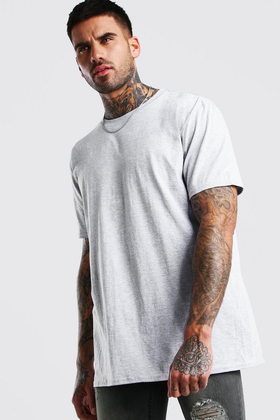 Grey Basic T-shirt med rund hals image number 1