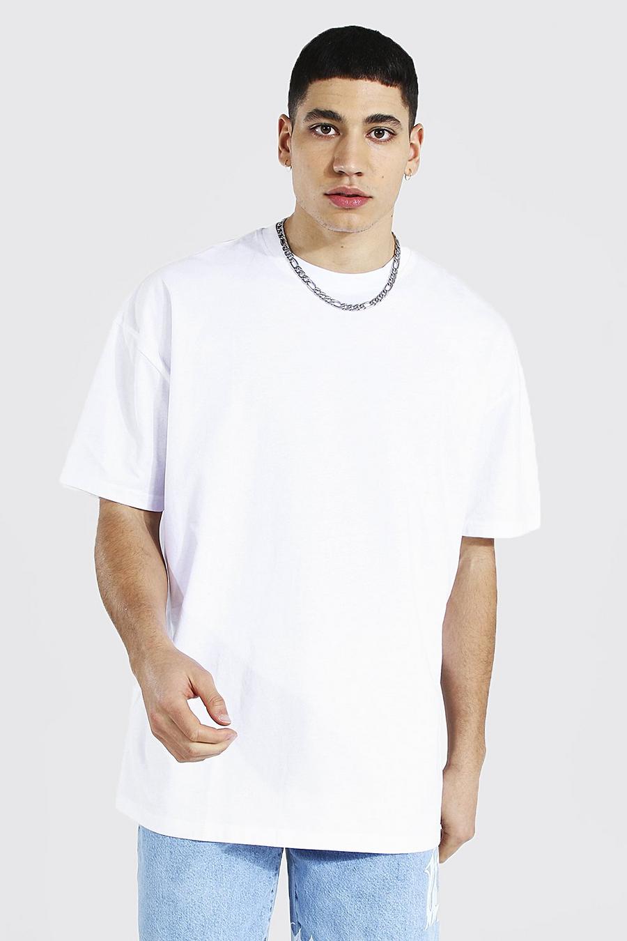 Camiseta ancha con cuello redondo, Blanco image number 1