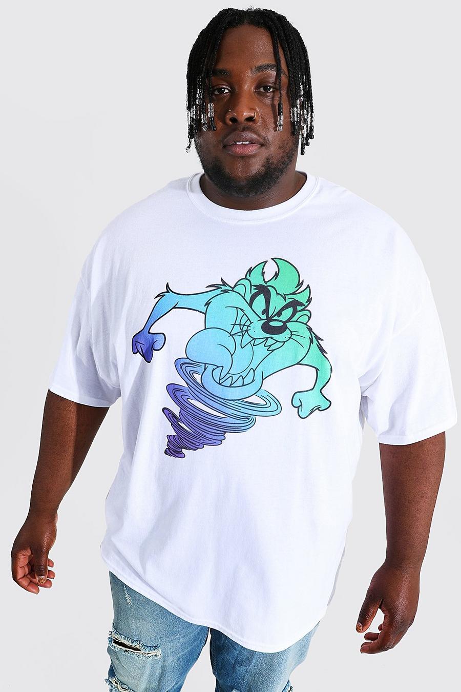 Plus Size T-Shirt mit Looney Tunes Taz Print, White image number 1