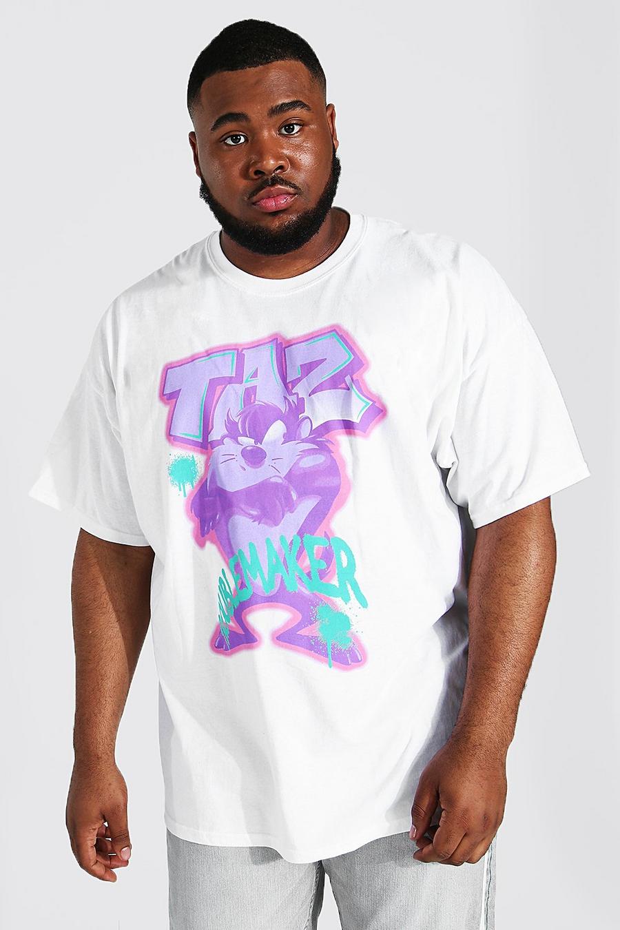 White Plus Size Looney Tunes Taz License T-shirt image number 1
