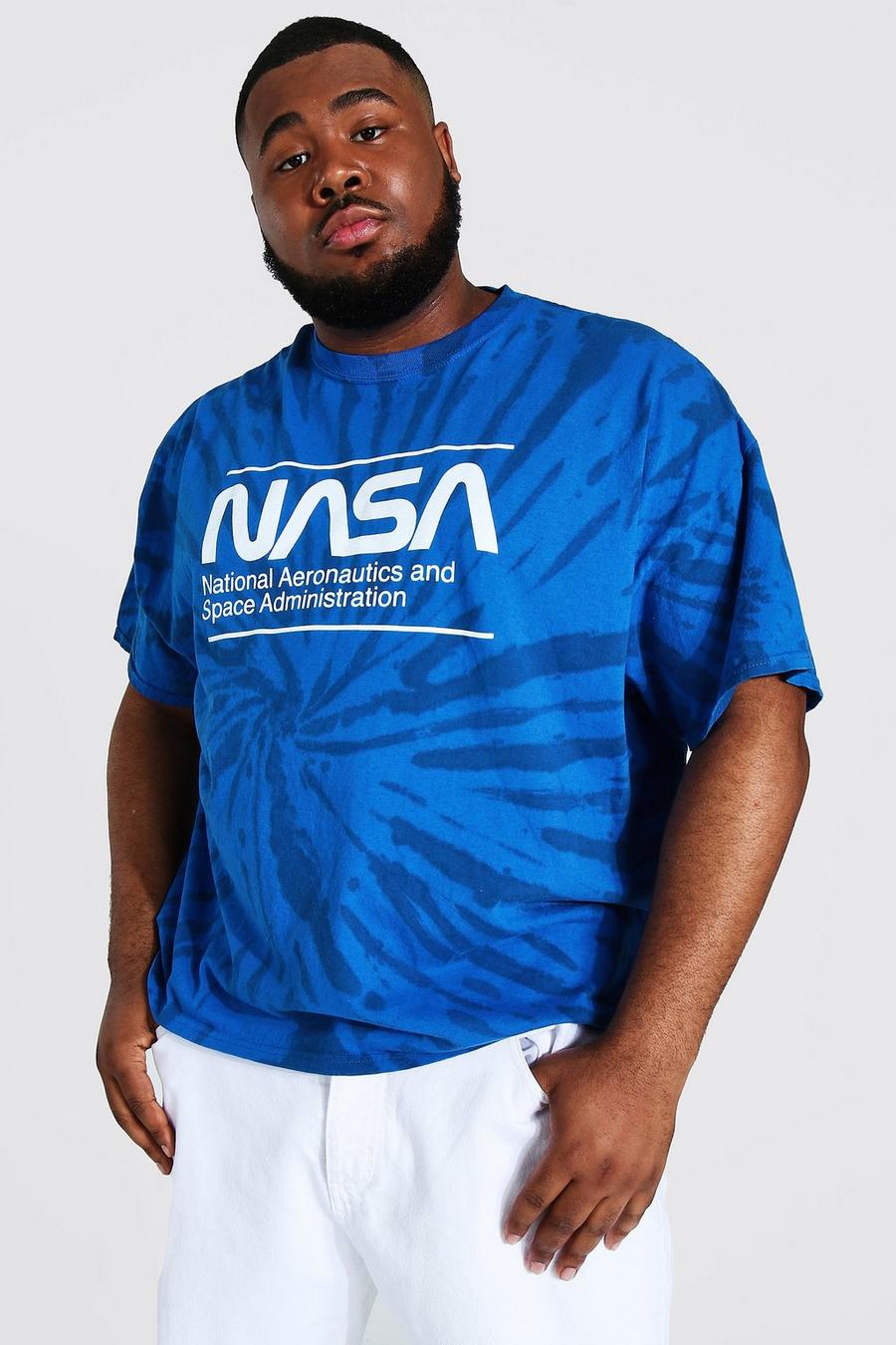 Blue Plus Size Tie Dye Nasa License T-shirt image number 1