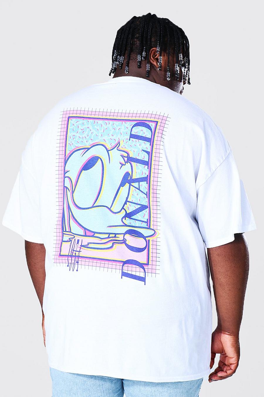 Plus T-Shirt mit lizenziertem Looney Retro Donald-Print hinten, Weiß image number 1