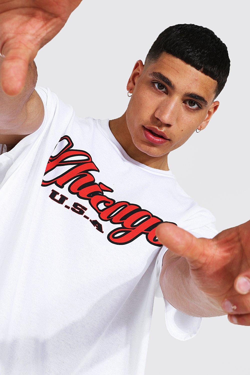 T-shirts & Débardeurs Boohoo  Oversized Chicago Varsity T-shirt White  hommes ⋆ Panini Federal