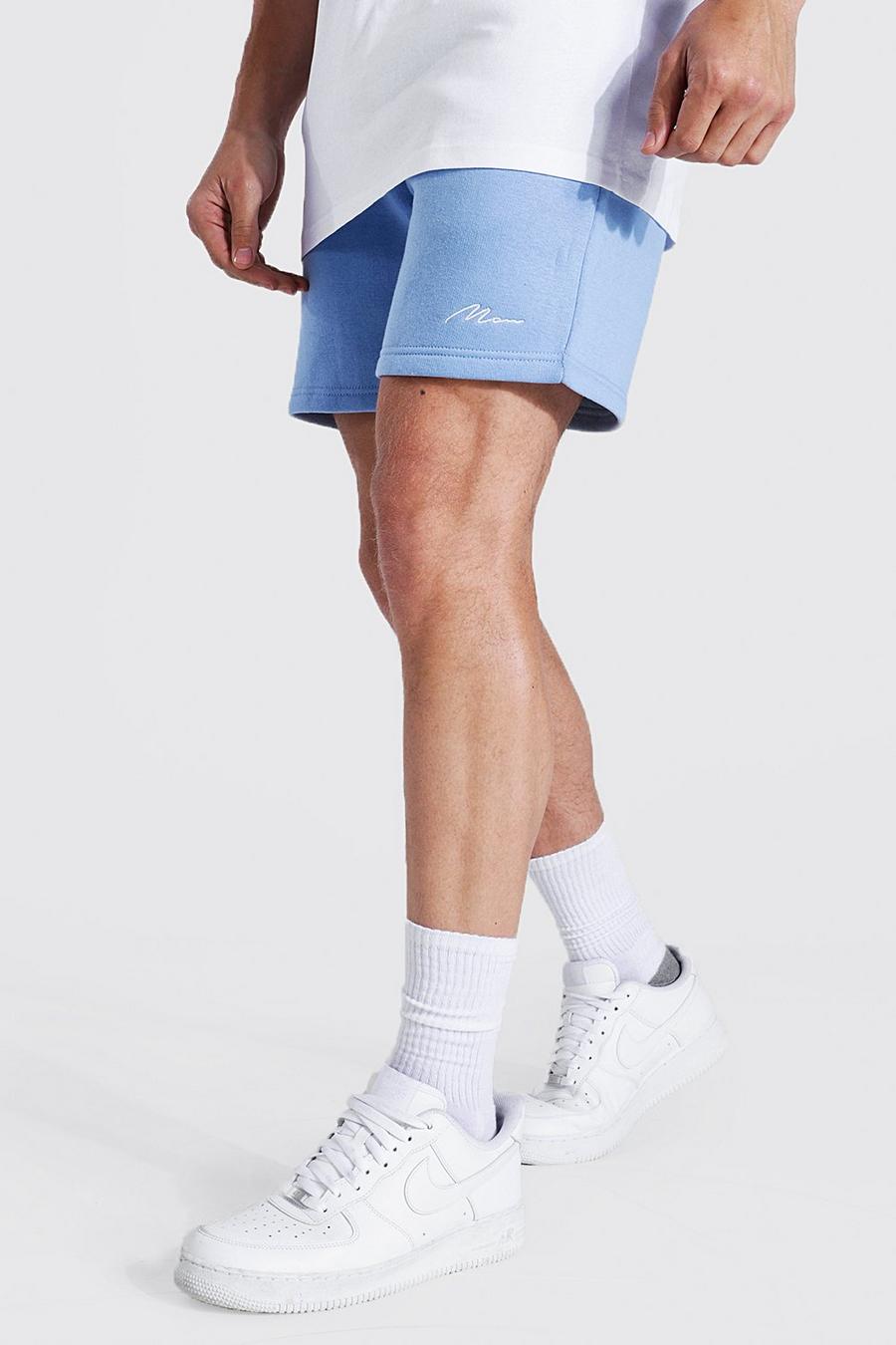 Pale blue Man Signature Short Length Regular Shorts image number 1