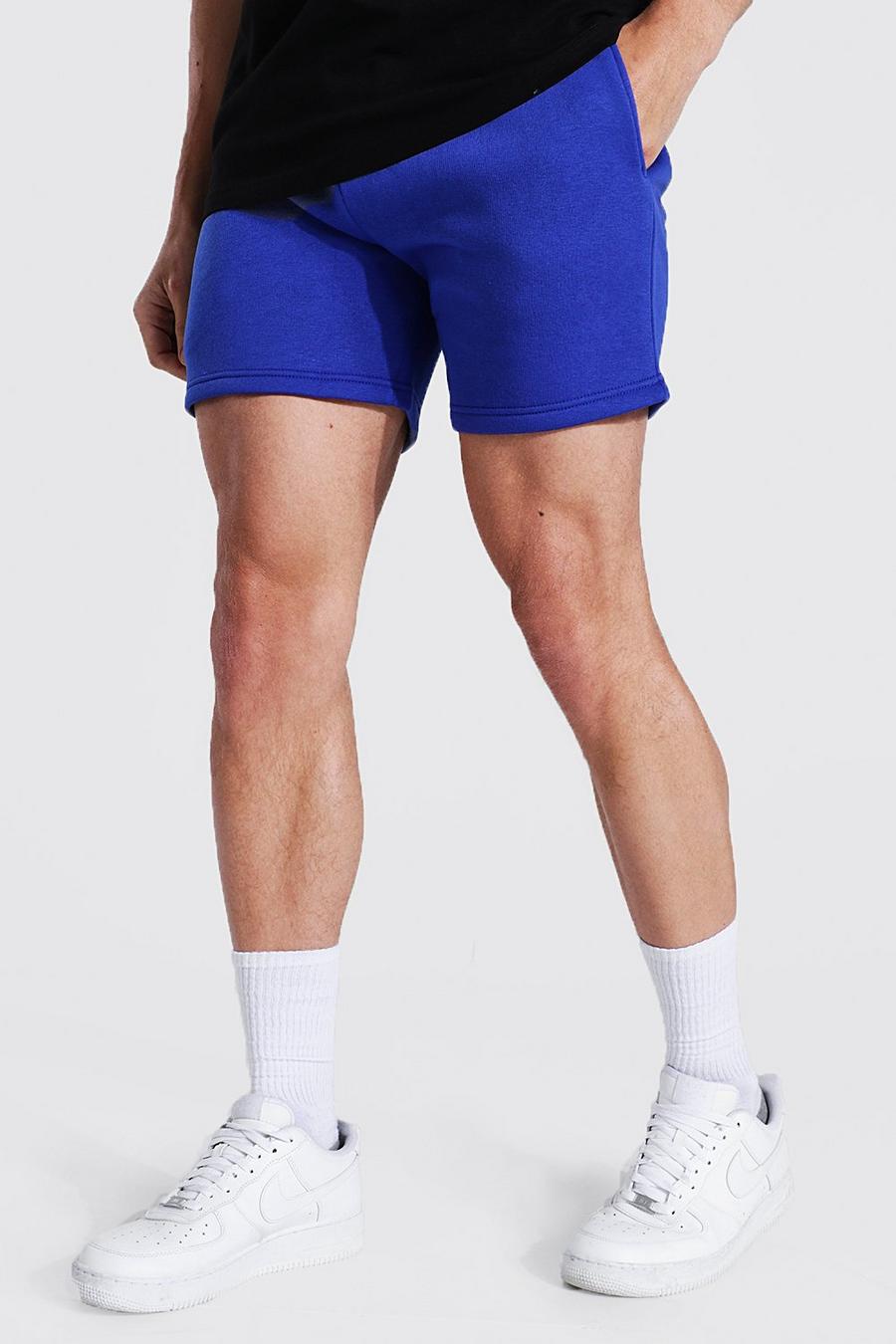 Blue Basic Short Length Regular Jersey Shorts image number 1