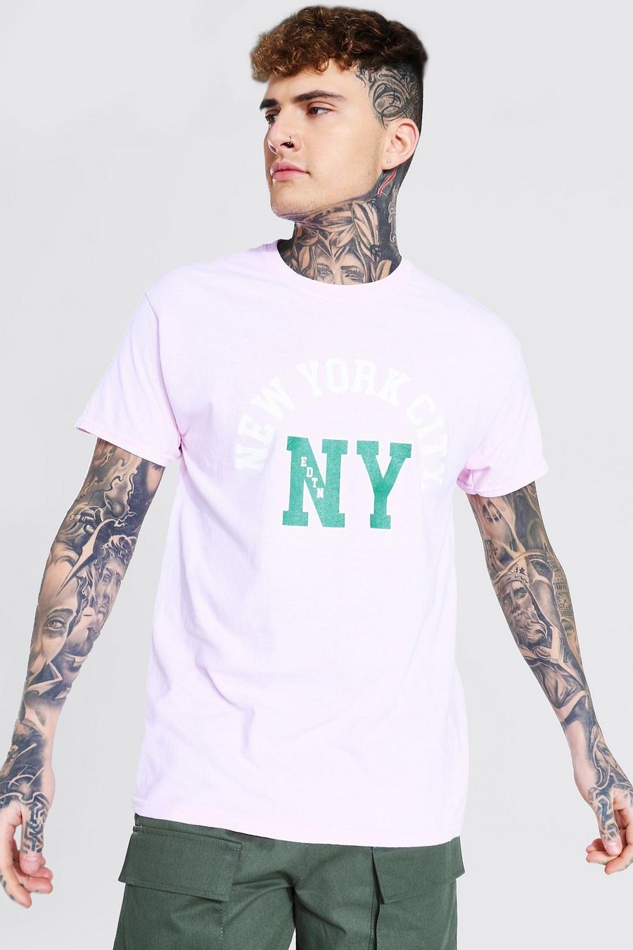 Pastel pink New York City Print Overdye T-shirt image number 1