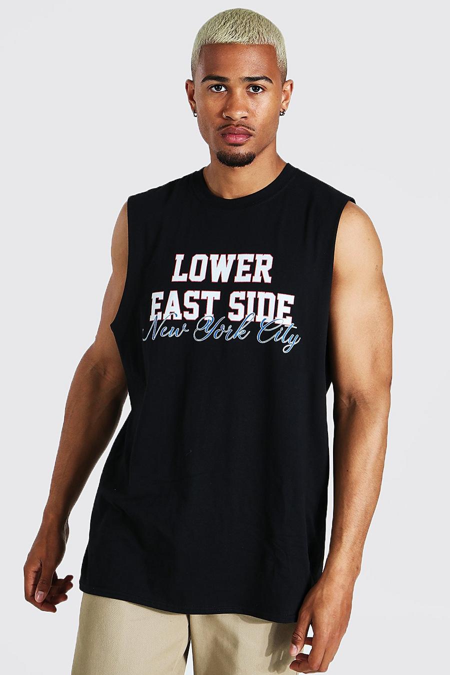 Camiseta sin mangas oversize de equipo universitario NYC, Black image number 1