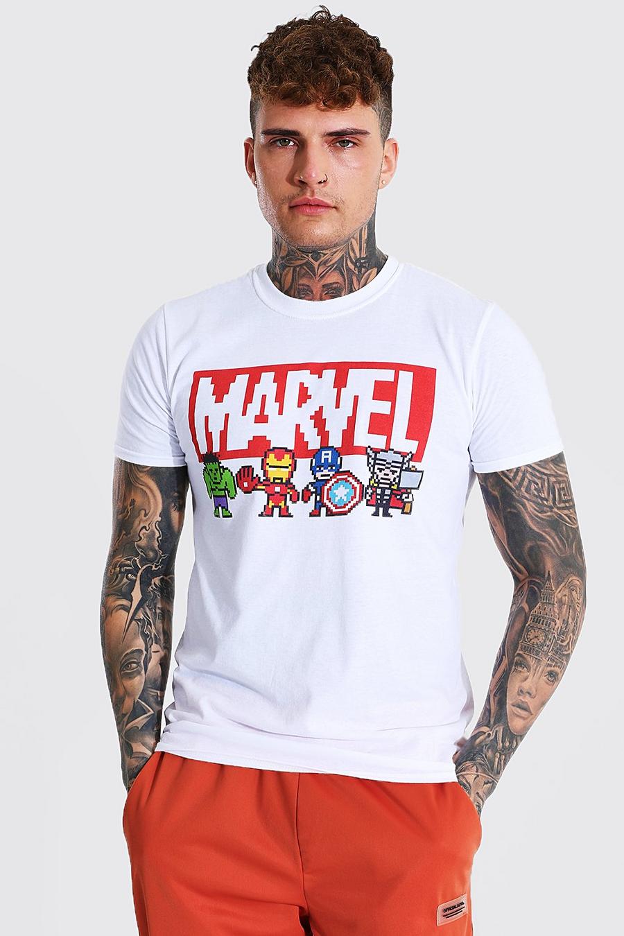 White Marvel T-shirt med tryck image number 1