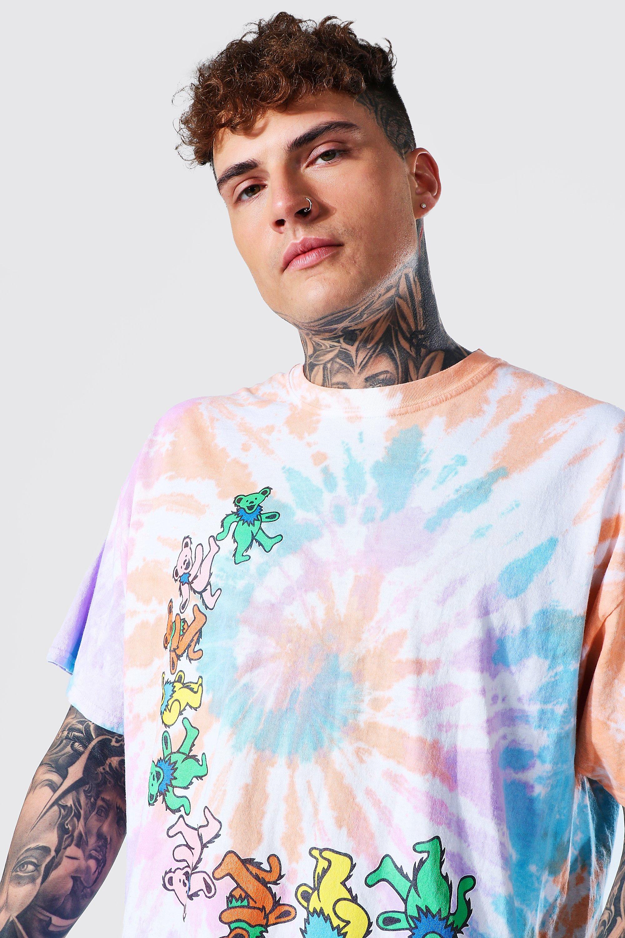 Grateful Dead Men's Spiral Bears Tie Dye T-Shirt Multi