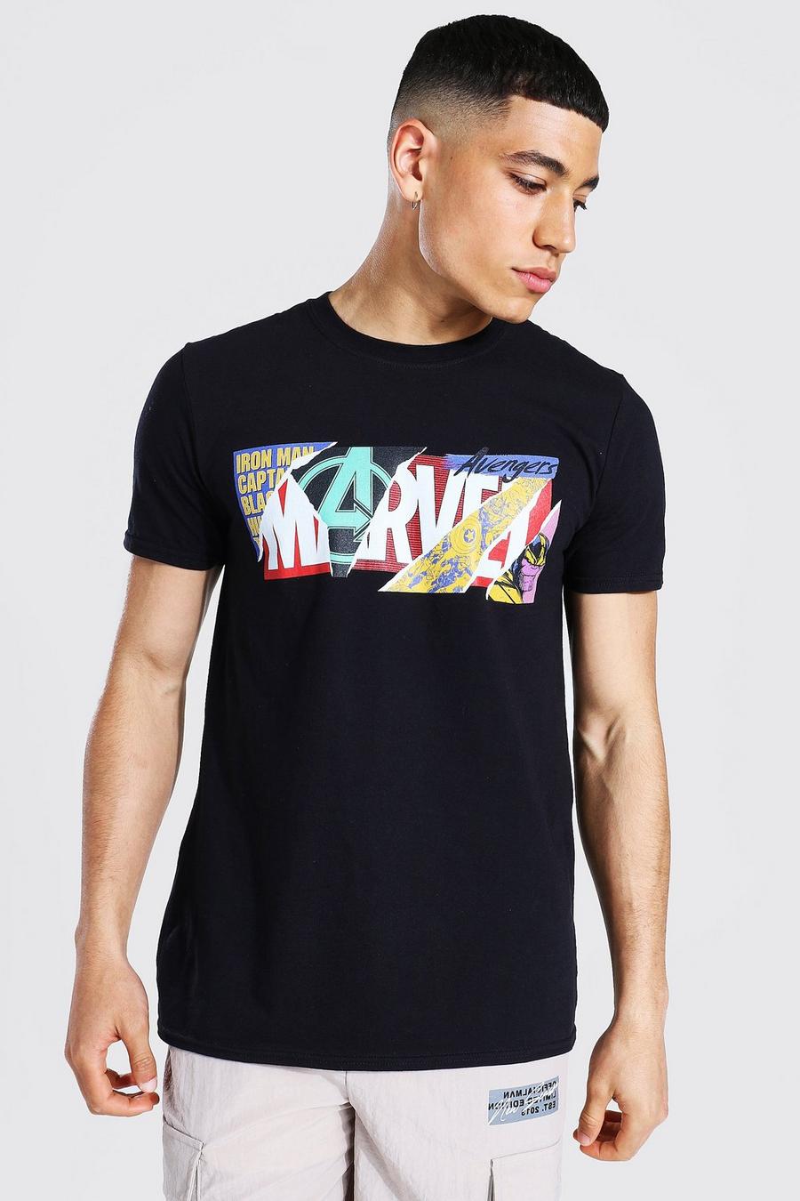 Black Marvel Torn Logo License T-shirt image number 1