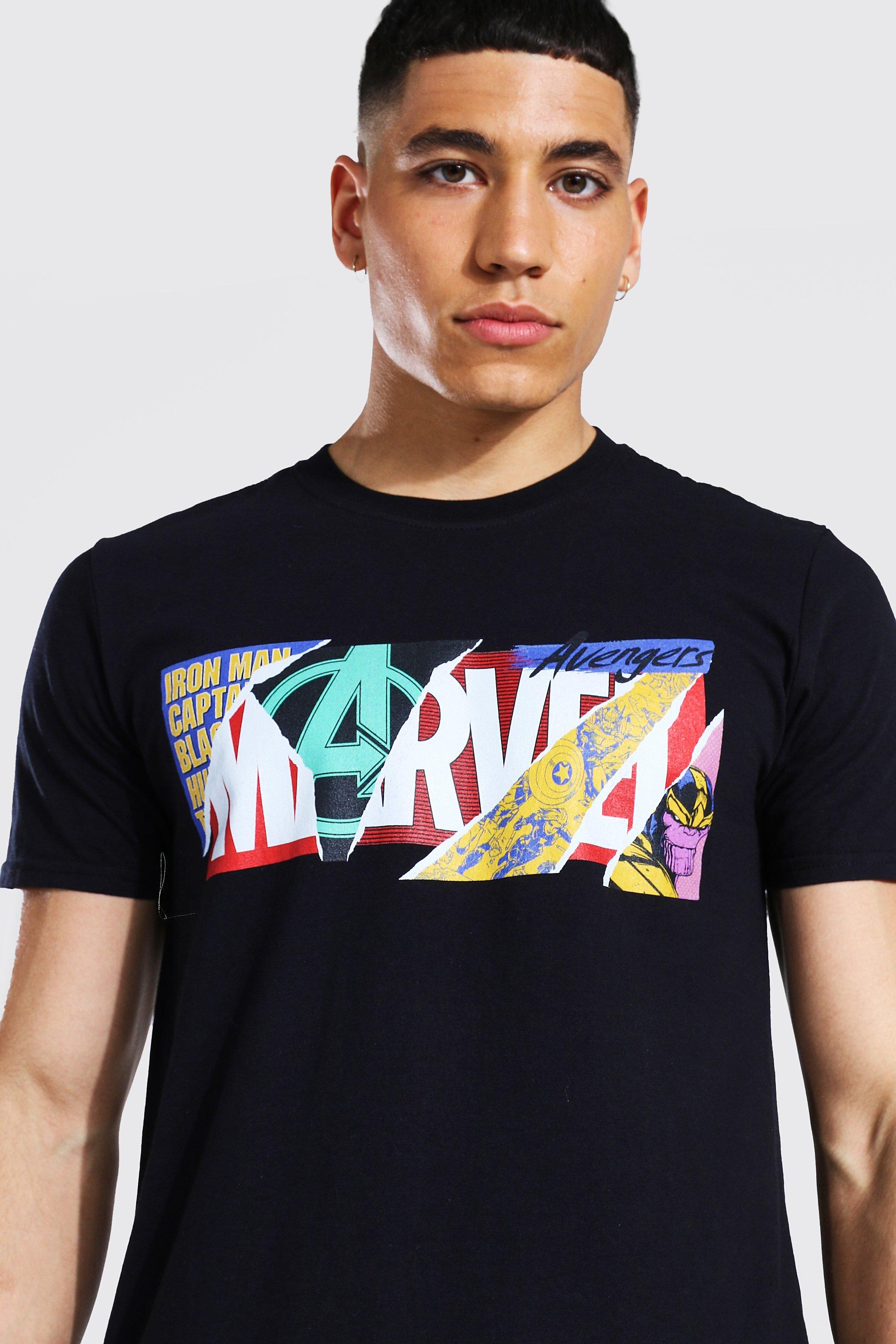 Black marvel t shirt on sale