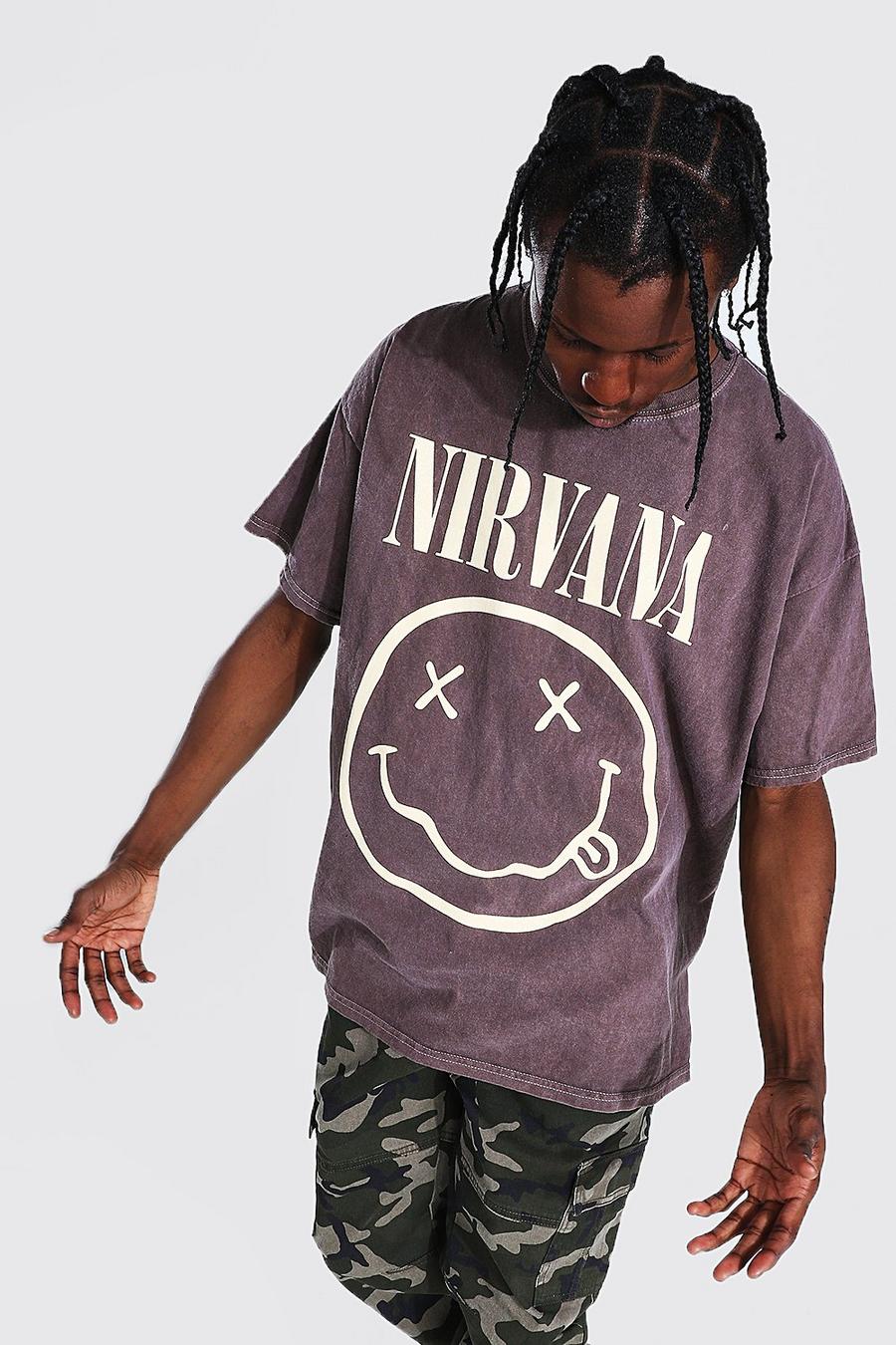 T-shirt oversize à imprimé Nirvana, Chocolat image number 1
