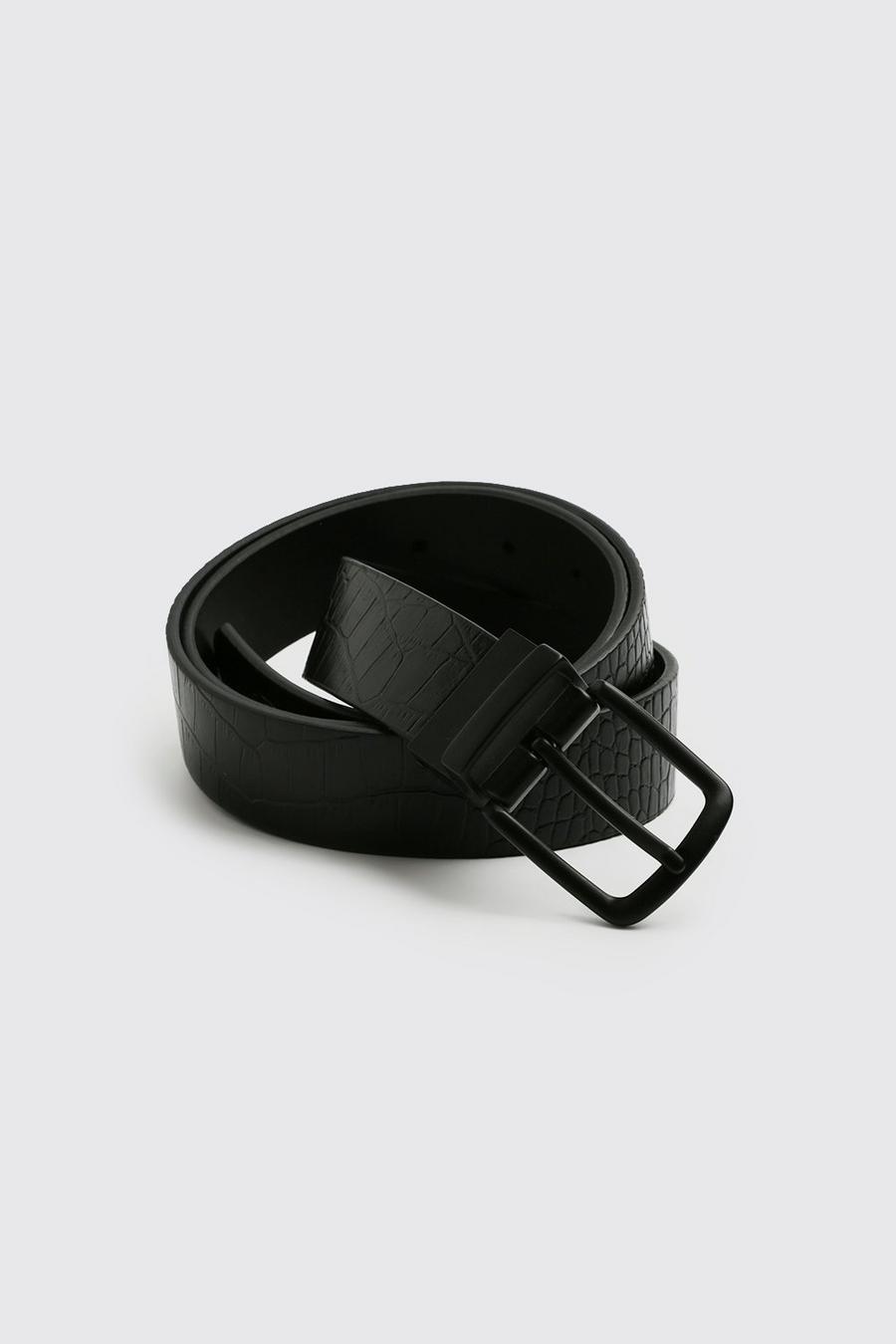 Black Faux Leather Croc Belt image number 1