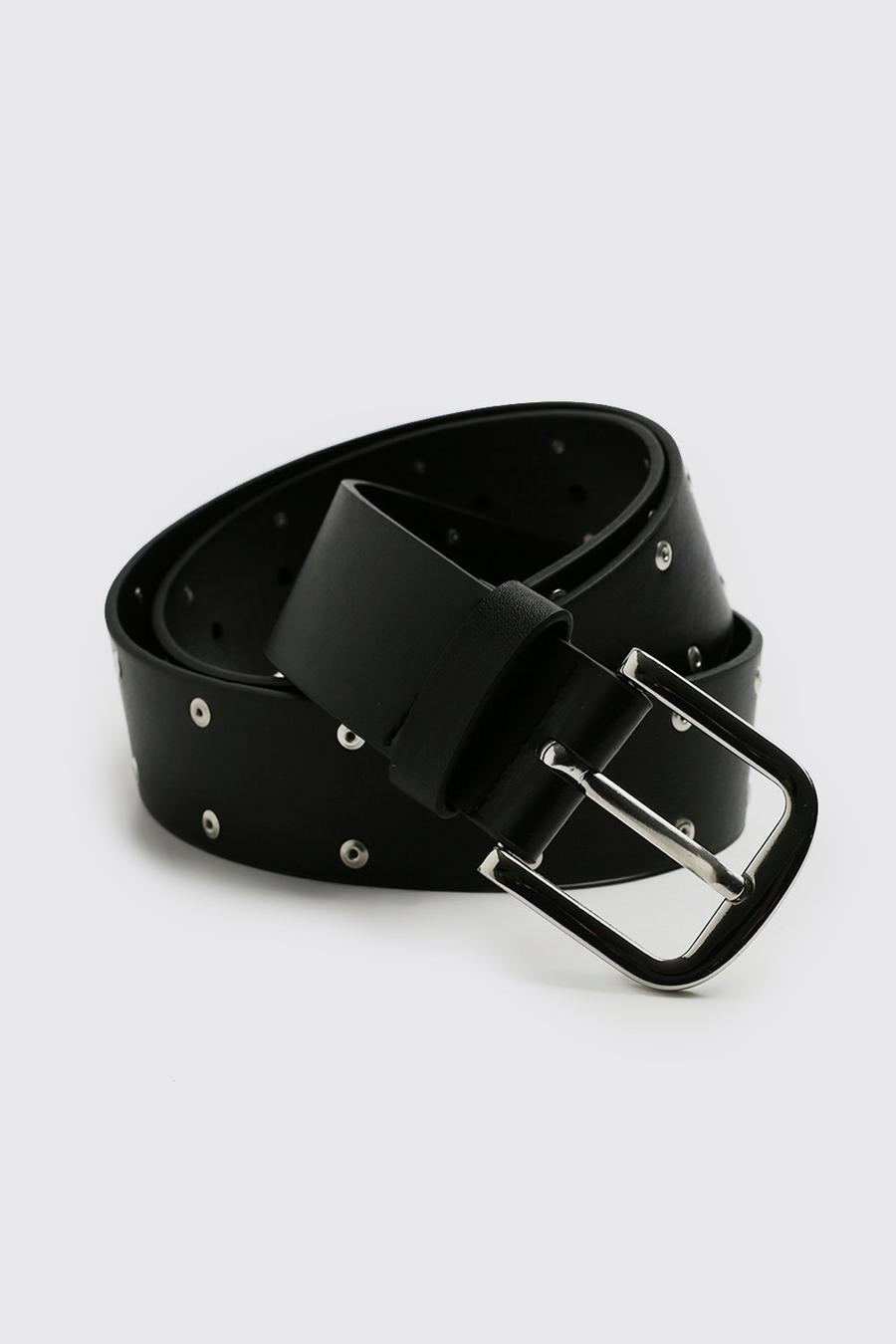 Black Faux Leather Stud Belt image number 1