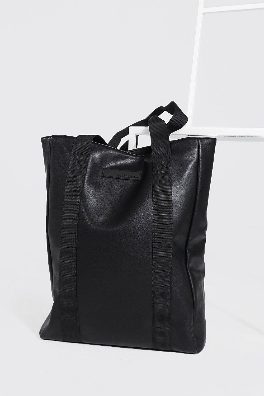 Black Leather-Look Tote Bag