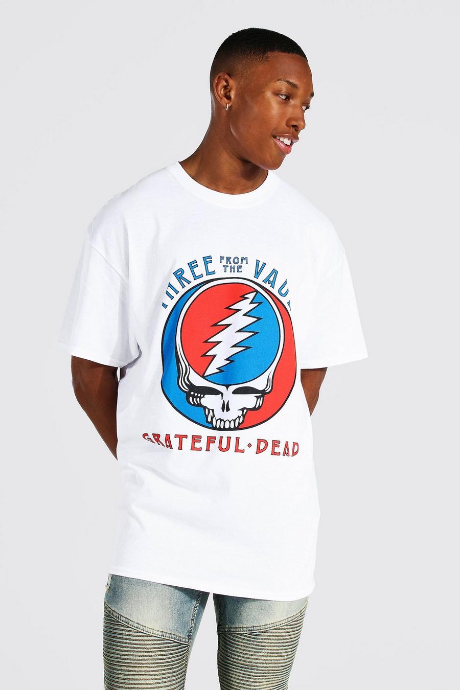 White Oversized Grateful Dead Skull License T-shirt image number 1