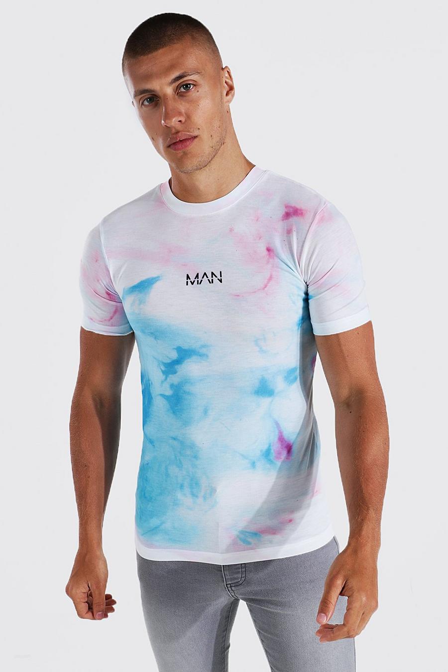 T-shirt ajusté imprimé aquarelle - MAN, Blue image number 1