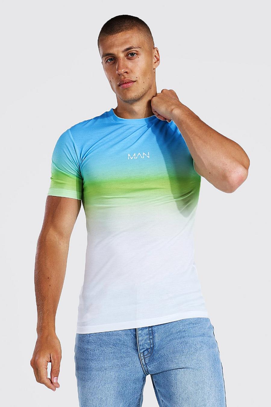 Camiseta MAN Original ajustada al músculo en degradado, Blue image number 1