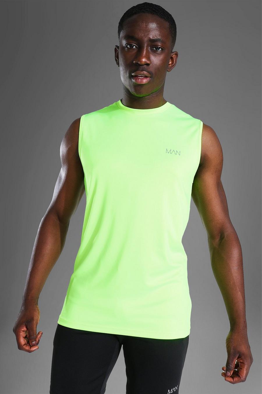 Neon-yellow Man Active Gym Neon Tank image number 1
