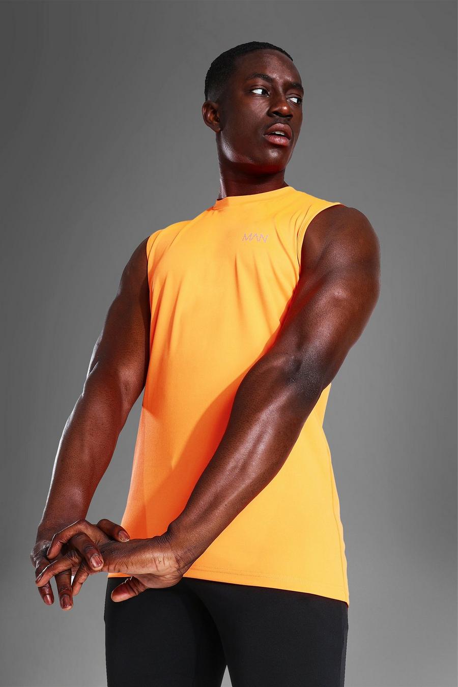 כתום ניאון גופייה ספורטיבית בצבעי ניאון עם כיתוב Man image number 1