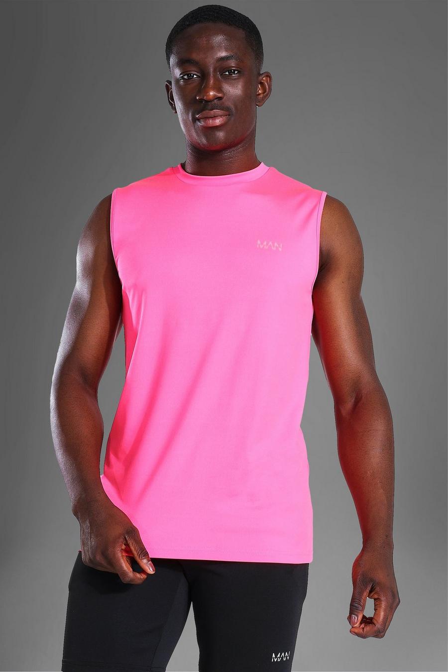 Neon-pink Man Active Gym Neon Tank image number 1