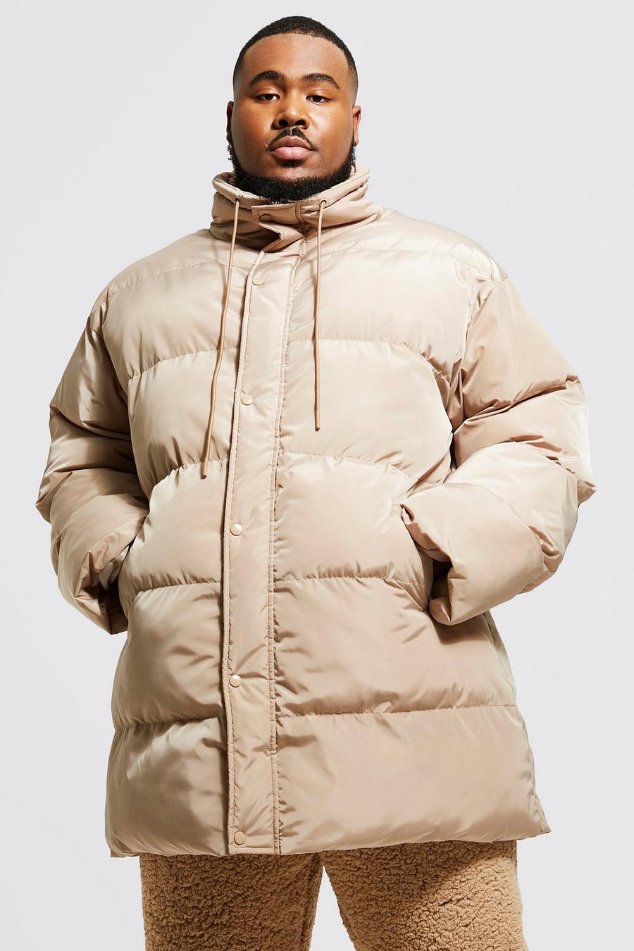 Ecru Plus Funnel Neck Mid Length Puffer image number 1
