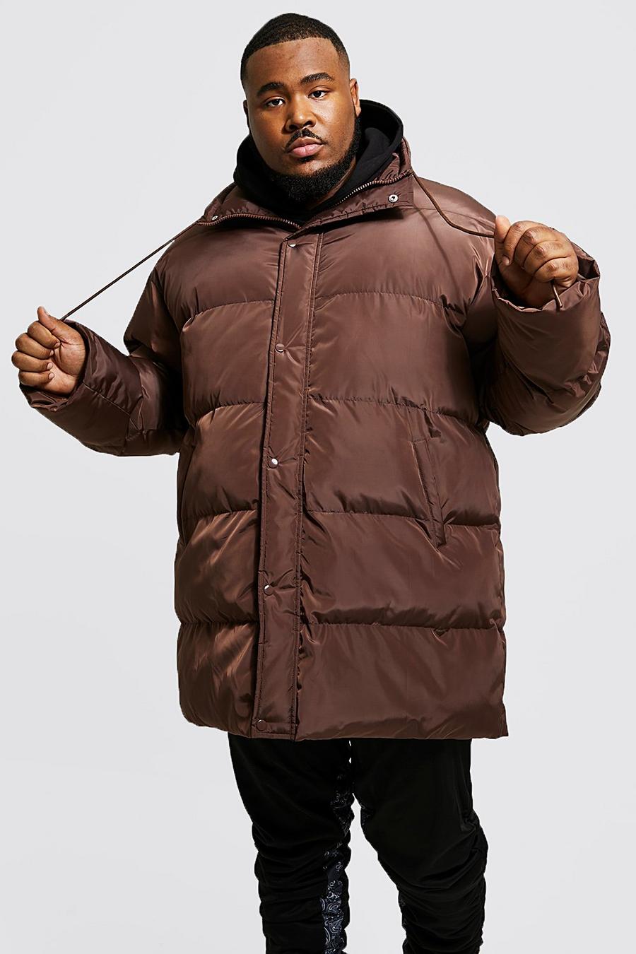 Chocolate Plus Funnel Neck Mid Length Puffer image number 1