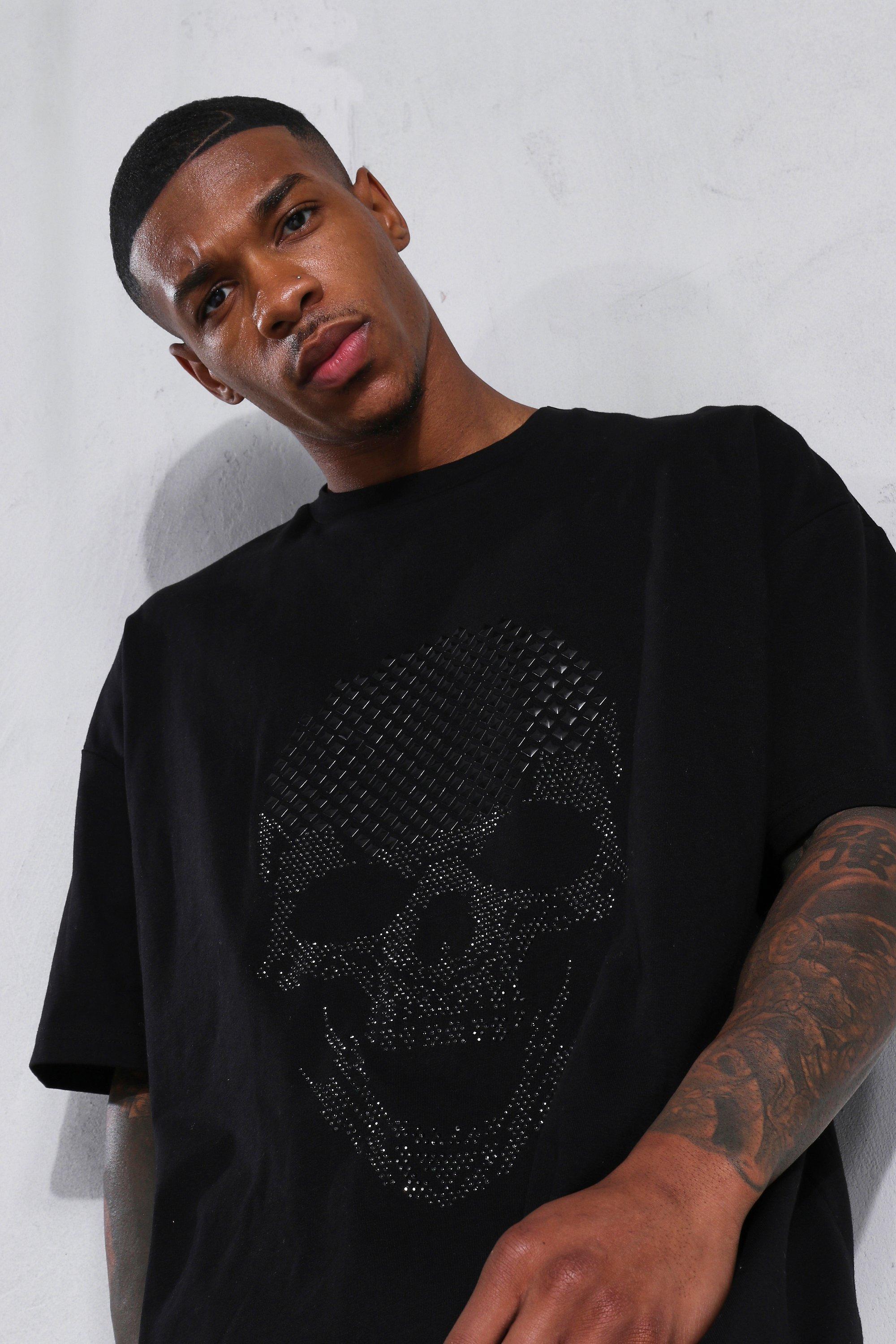 Oversized Rhinestone Skull T-shirt