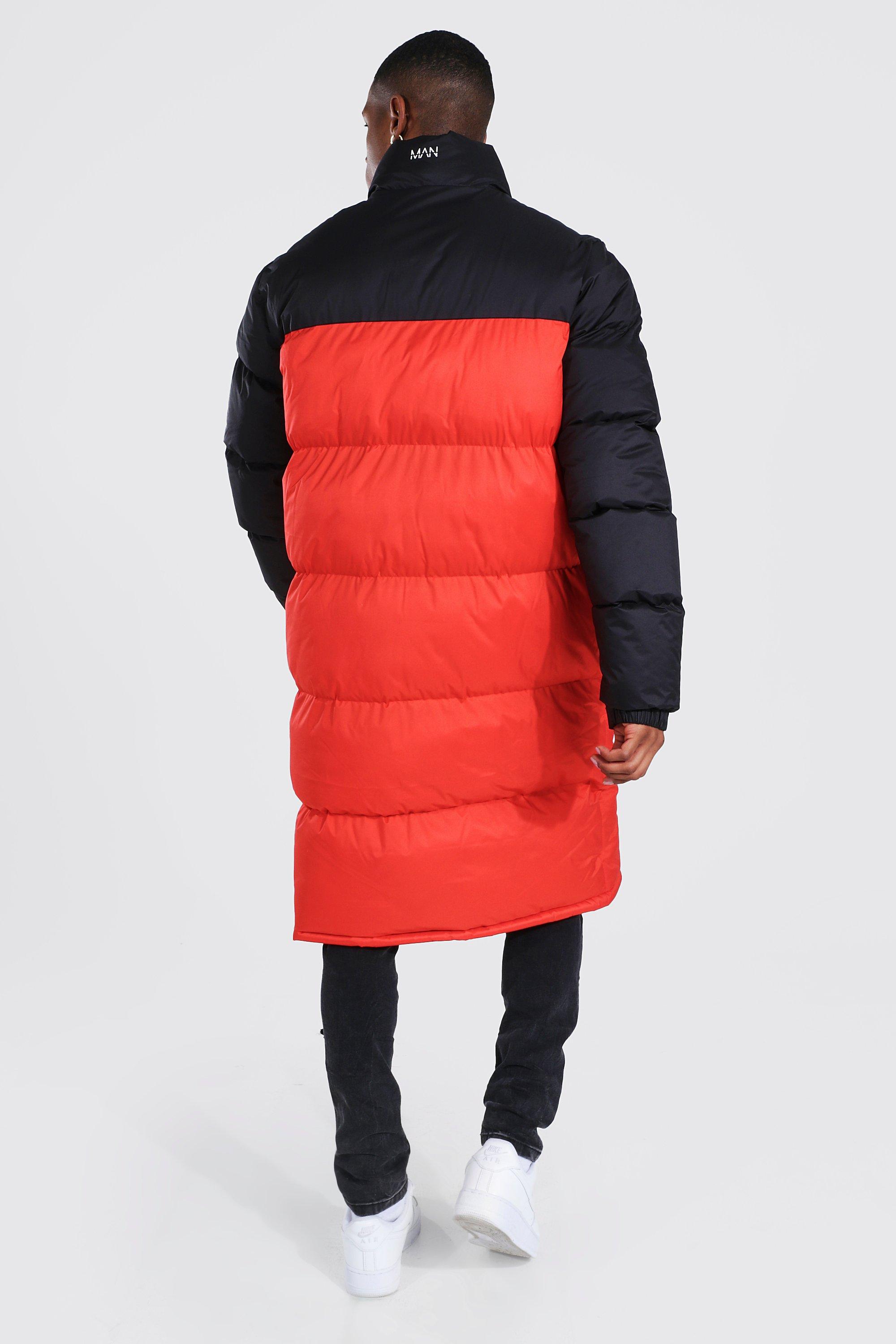 Longline Puffer With Drop Back Hem