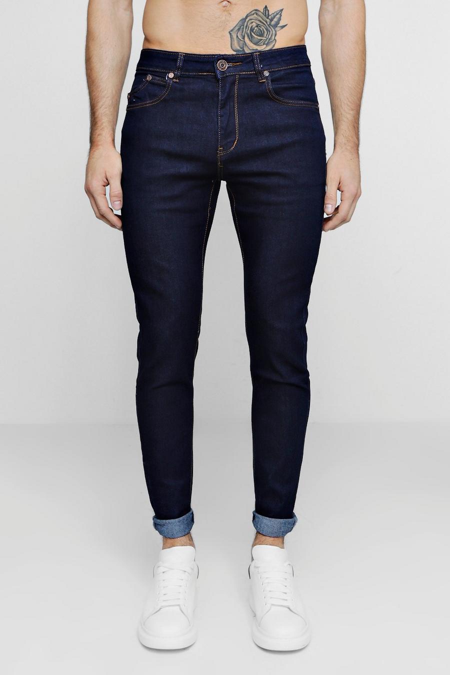 Jeans skinny da ufficio in tessuto grezzo color indaco image number 1