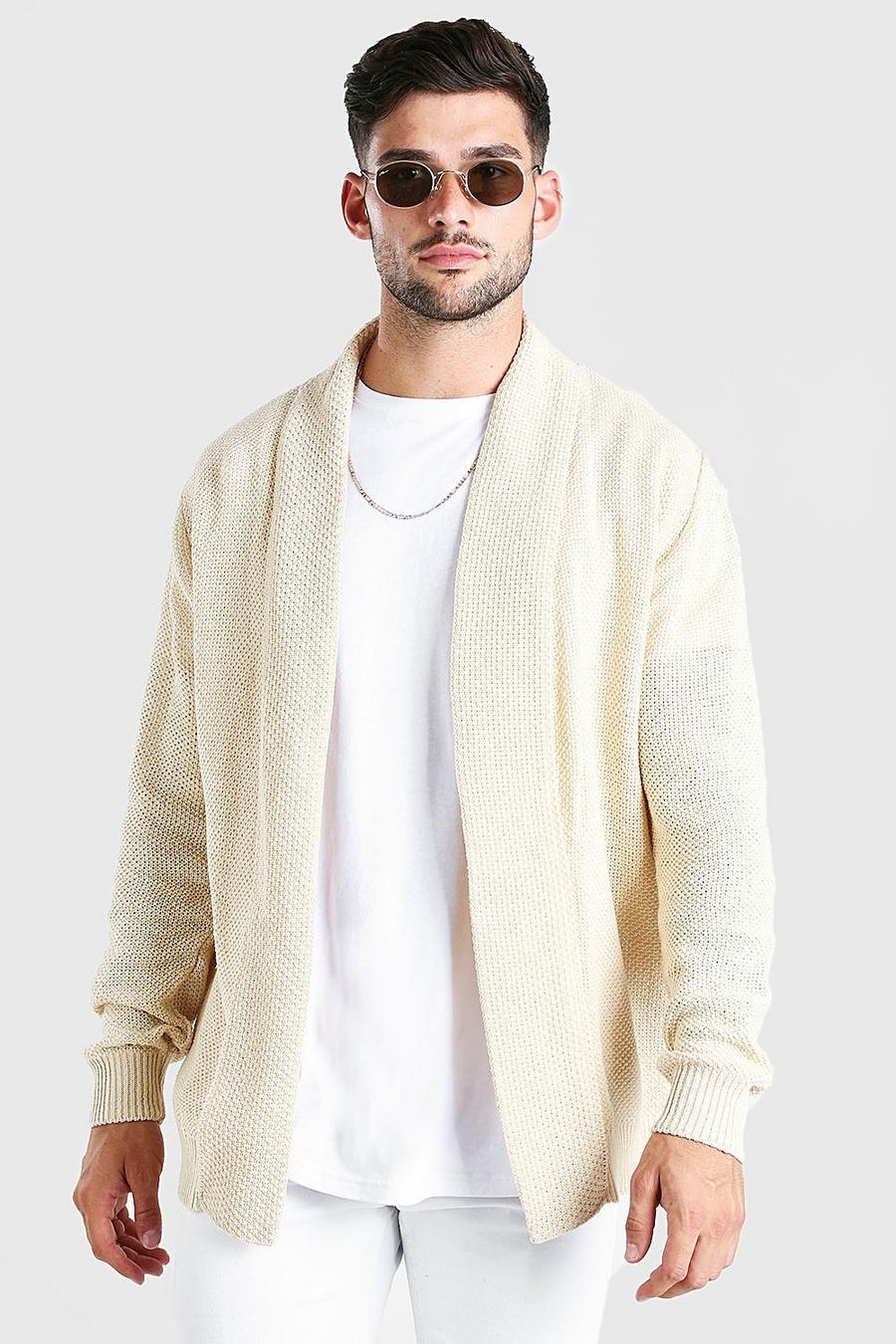 Oatmeal Textured Edge To Edge Cardigan image number 1