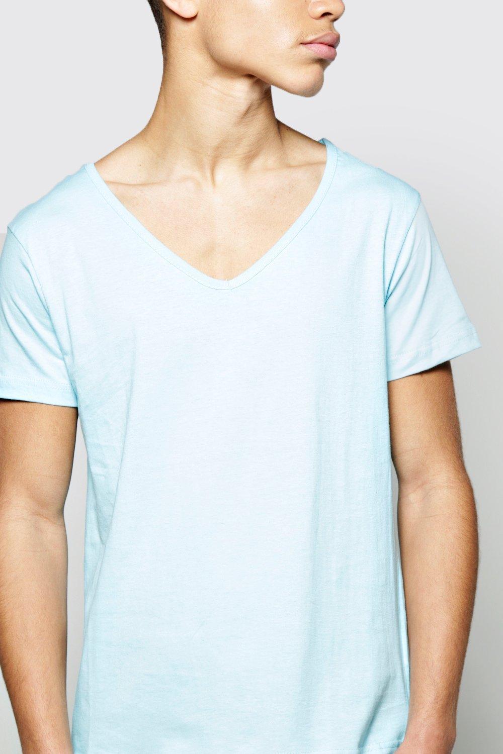 Mens deep v 2024 neck t shirts