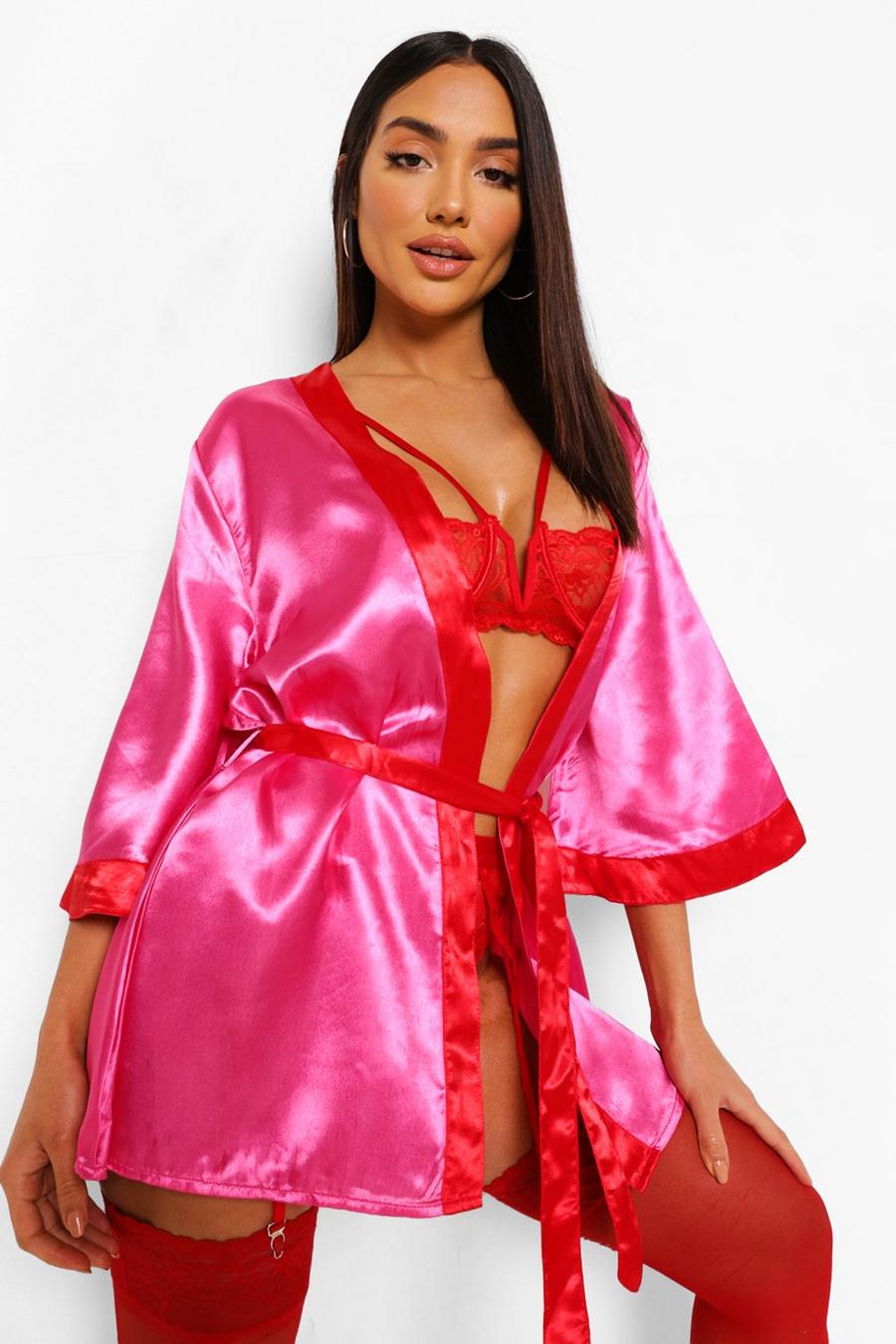 Hot pink Kimono i satin image number 1