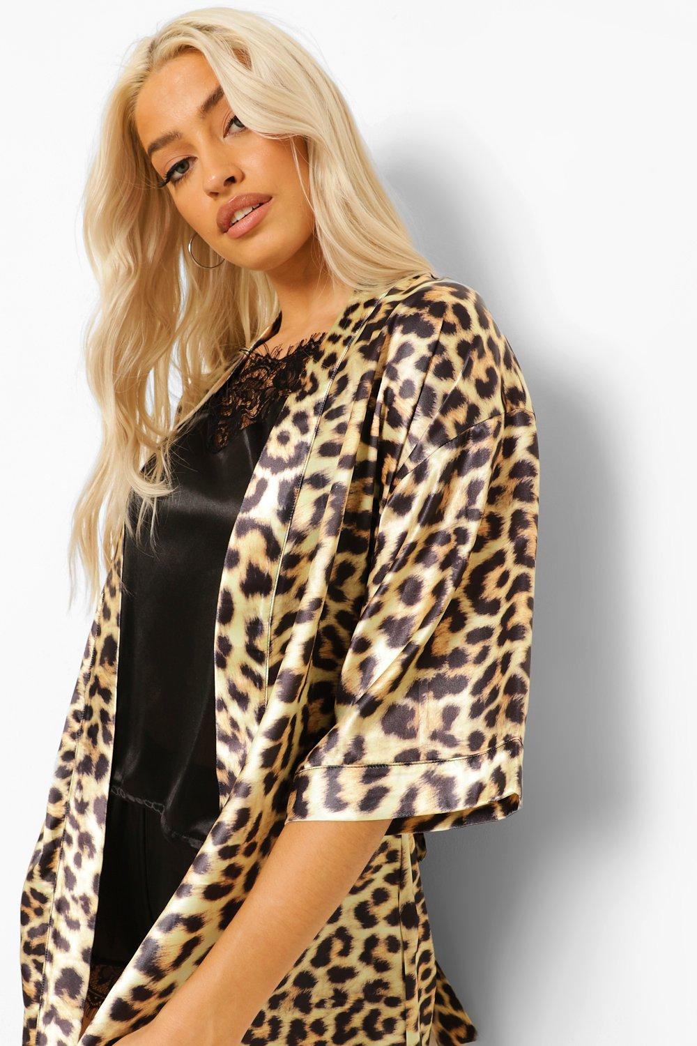 cheetah silk robe