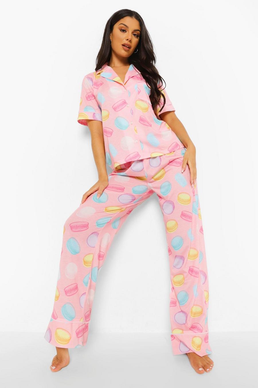 Baby pink Pyjamas i jersey med macaroons image number 1