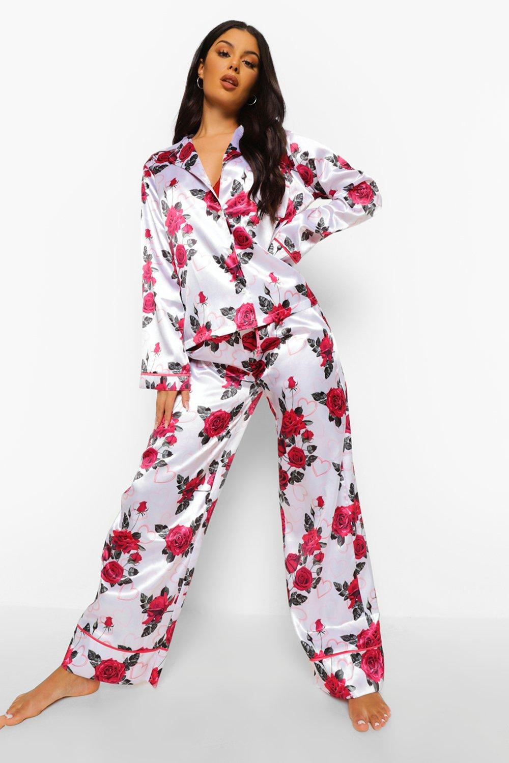 Floral Print Satin Pyjamas